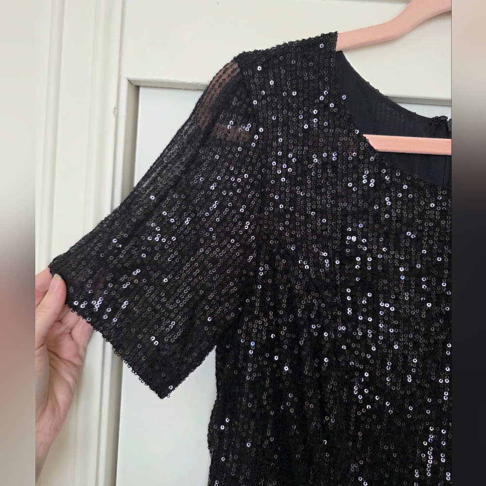 Unique Vintage Black Sequin Wiggle Dress - Picture 12 of 17